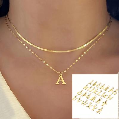 1PC Titanium Tarnish-Resistant Women's Adjustable Letter Lightweight Necklace Hypoallergenic Pendant Durable Steel Gift