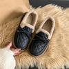 2024Winter neuWollschuhe Damen Herbst- und Winterbekleidung echtes Fell hundert Netzwerk rot plus Kaschmir faule Bohne flache Damenschuhe