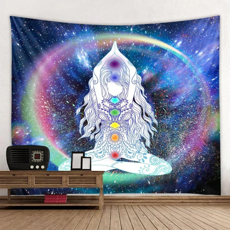 Home Decor Meditation Seven Chakra Tapestry Indian Buddha Wall Decor Mandala Tapestry Witchcraft Bohemian Hippie