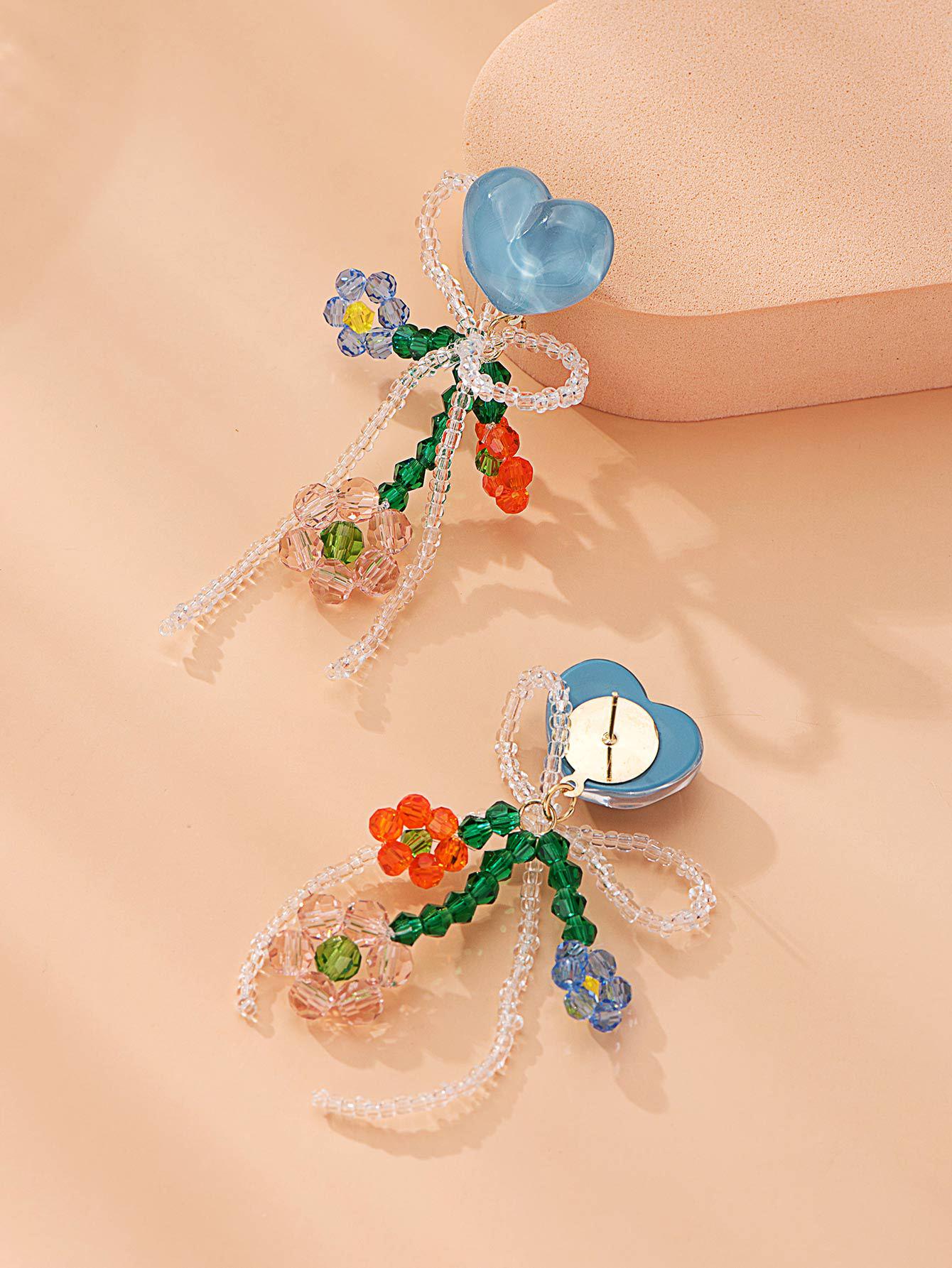 

Серьги-бантики ручной работы с бисером - Маленький свежий дизайн в японском и корейском стиле для женщин