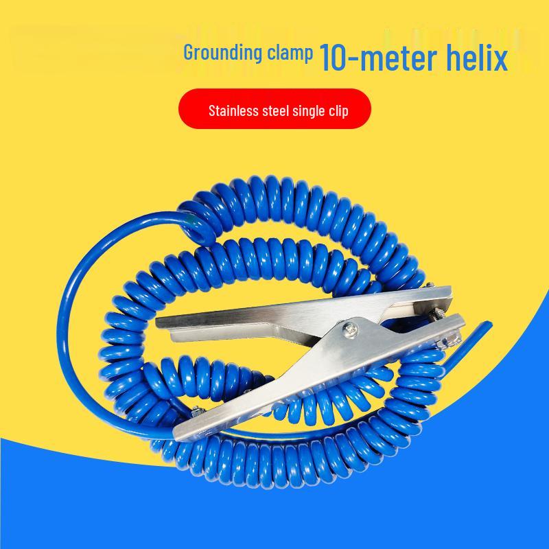 Stainless Steel Grounding Clamp with 10M Spring Cable
