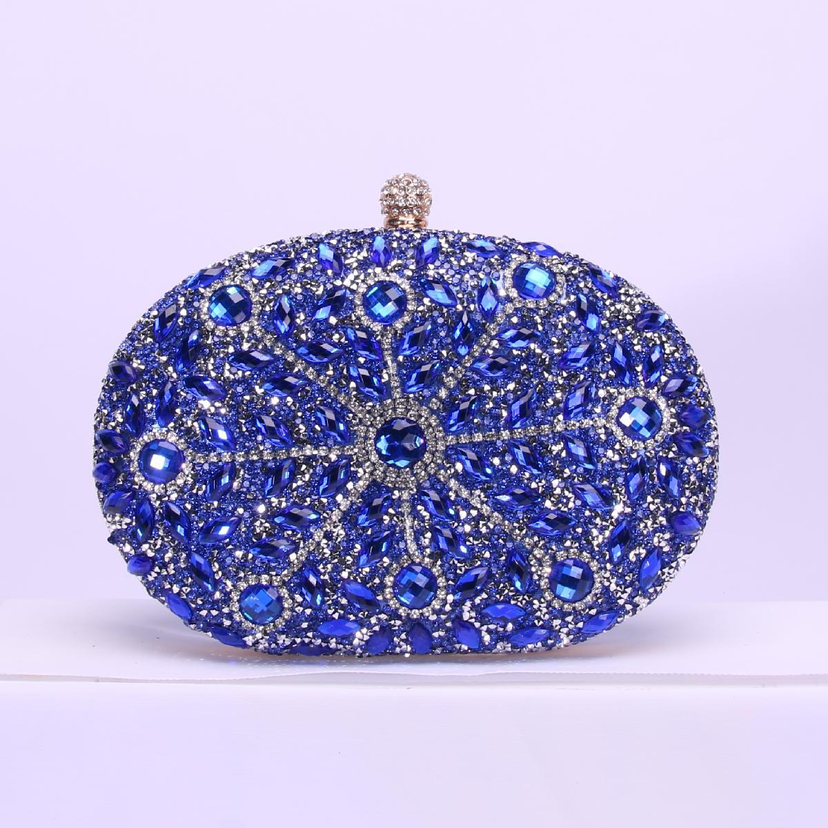 

Oval Sunflower Diamond Dinner Bag Fashion Banquet Ladies Handbag Personalized Dress Night синий
