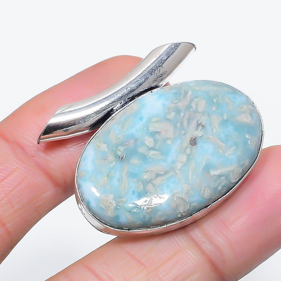 

Натуральный Ларимар Драгоценный камень Ручная работа 925 Стерлинговое серебро Ювелирная подвеска 1,22 z5B90