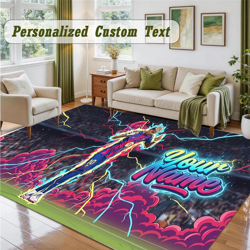 Crystal Velvet Square Rug Custom NameLamine Yamal Pattern Non Slip Home Floor Decor Rug