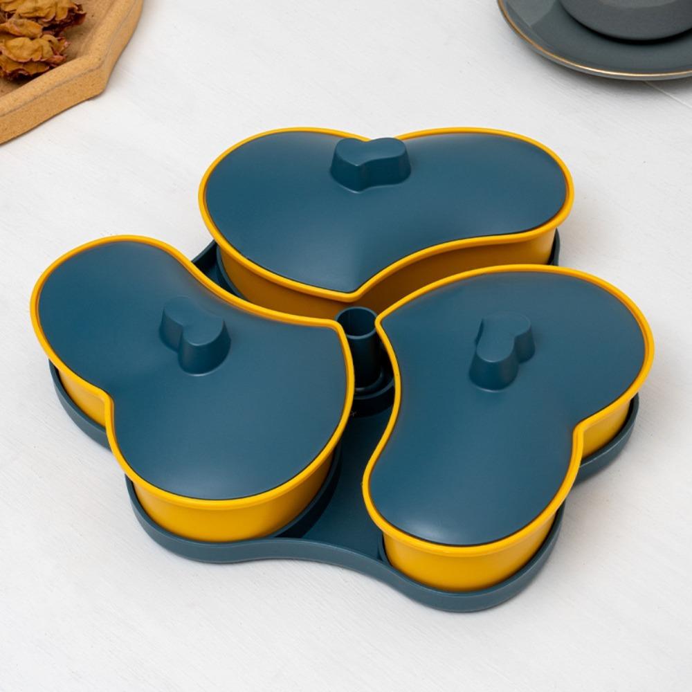 with Cover Dried Nuts Serving Tray 3-Compartment Candy Box Snack Storage Tray  Treat guests