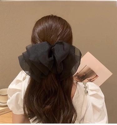 Large Silk Bow Hairpin - Korean Style Ponytail and Top Clip Accessory