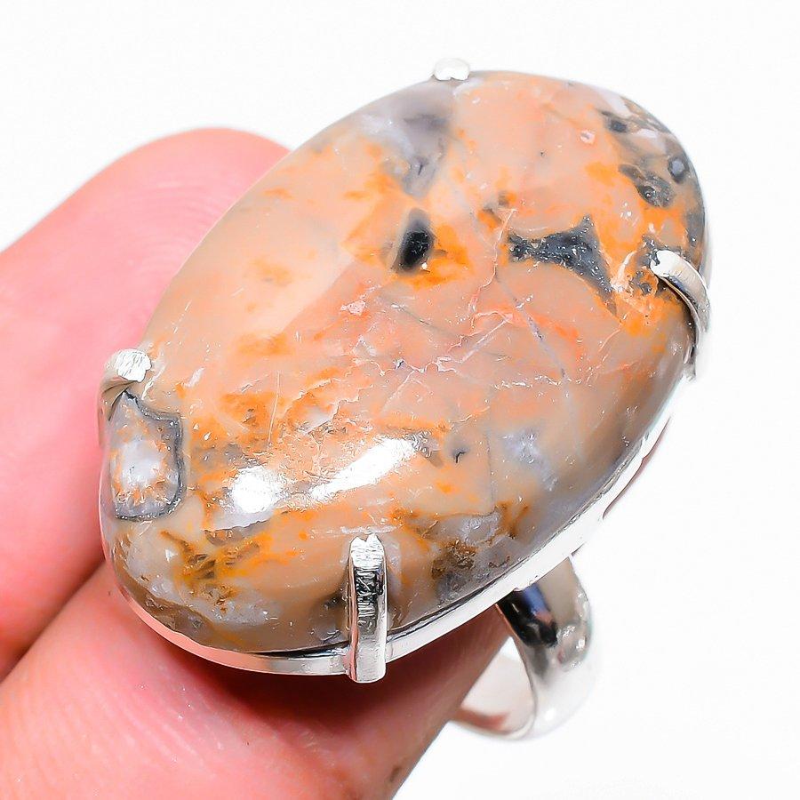 

Wood Jasper Gemstone Handmade Ethnic Jewelry Ring Size 7.5SR-3724