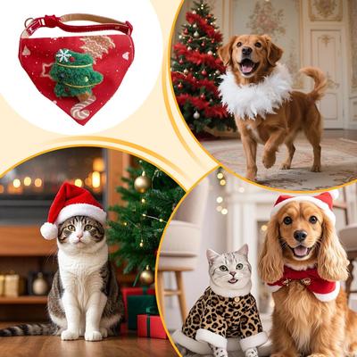 Świąteczna Bandana dla Kota Regulowana Elastyczna Świąteczny Kostium dla Zwierzęcia Świąteczna Bandana dla Kociaka na Rodzinne Zdjecia Imprezę Role