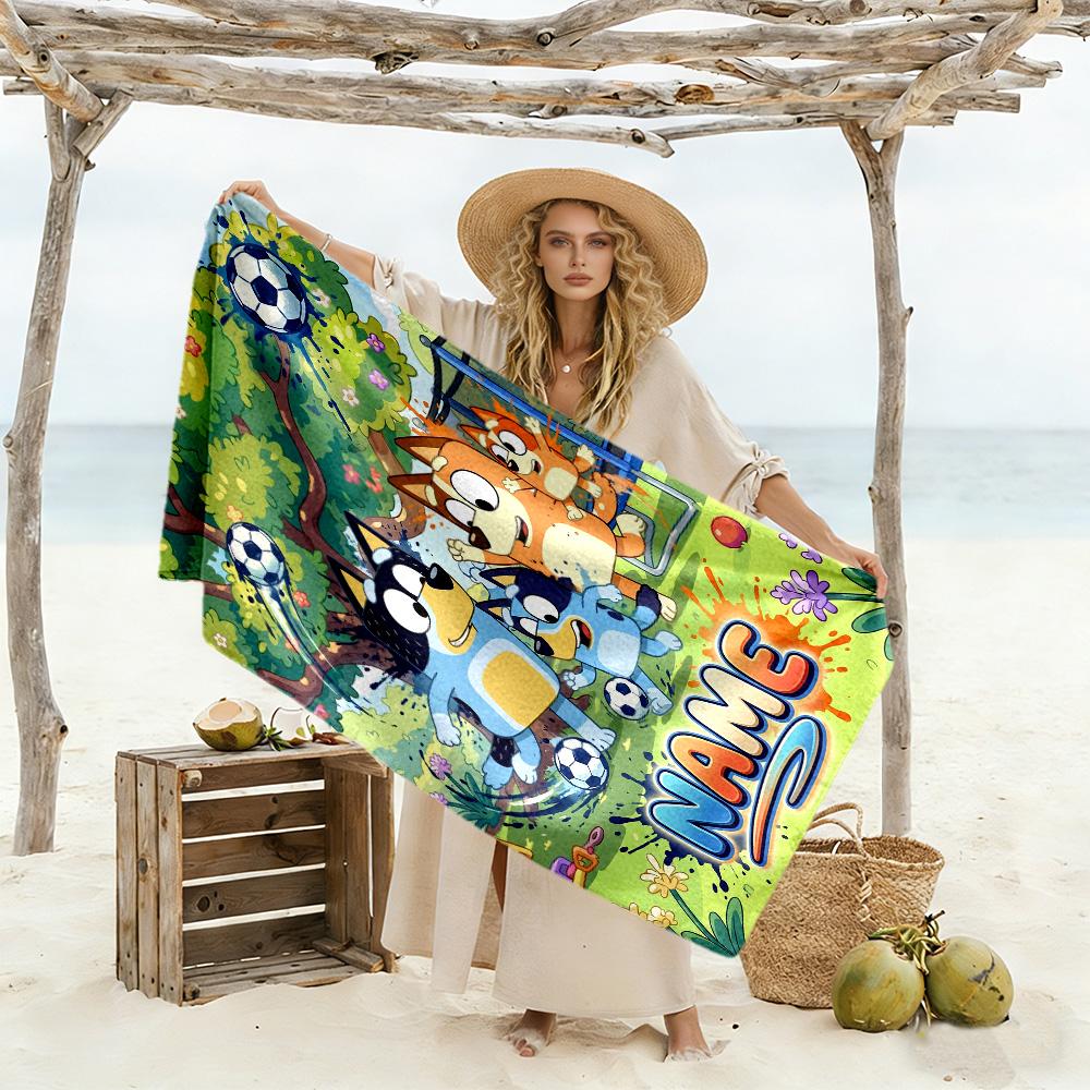 Halloween Soccer Fun Customized Name Beach Towel Soft Durable Quick-Dry Suitable for Sports Travel Swimming Yoga Bathroom Beach And Pool