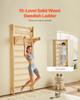 Swedish Ladder Wall Gym, 10-Level Solid Wood Indoor Jungle Gym, 220lbs Loading Indoor Playground Climbing Ladder for Kid Adults, Gymnastic Stall Bars