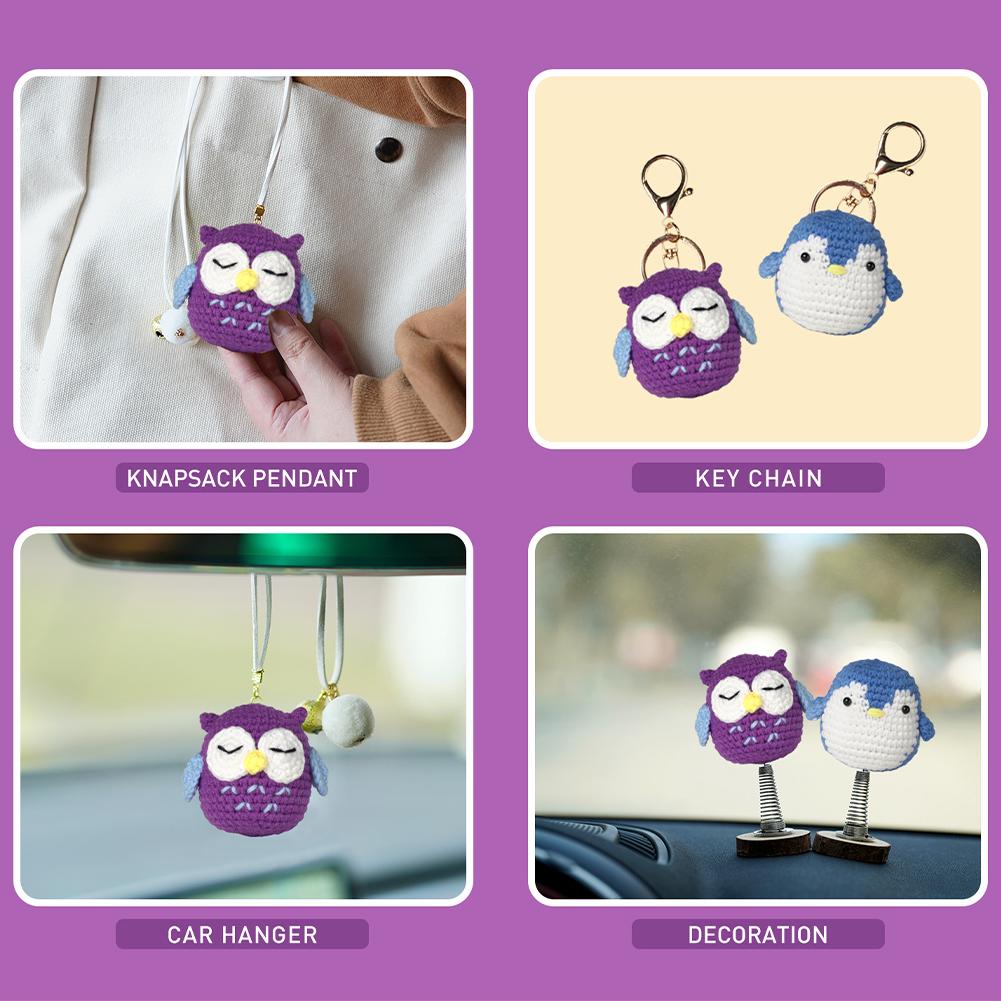 3Pcs Animal Crochet Kits Frog/Owl/Penguin Complete Crochet Kit Cute Cute Animal Crochet Set with Detailed Tutorials for DIY China Mainland