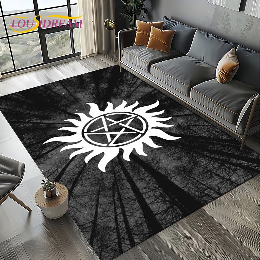 3D SPN Supernatural Sign Dean Sam Carpet Rug for Living Room Bedroom Home Sofa Decoration,Kids Play Area Rug Non-slip Floor Mat