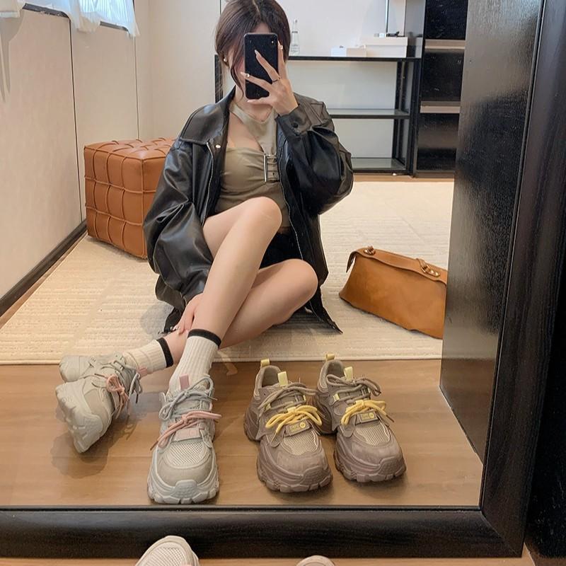 Platform white shoes women's spring 2025 new fashionable versatile small bread shoes lightweight casual sports shoes