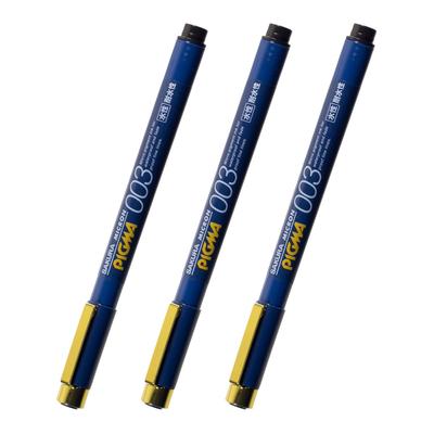 Sakura Crepas Stift Pigma Schwarz 003 Set mit 3 Stück Millipen Zeichenstift Wasserbasiert ESDK003#49(3)