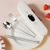 Cartoon Stainless Steel Cutlery Sets Portable Travelling Dinnerware Set  School