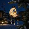 Weather Resistant Resin Ornament Solar Angel Moon Light, Christmas Hanging Lantern with Warm Glow, Winter Porch Balcony Lighting Outdoor Yard