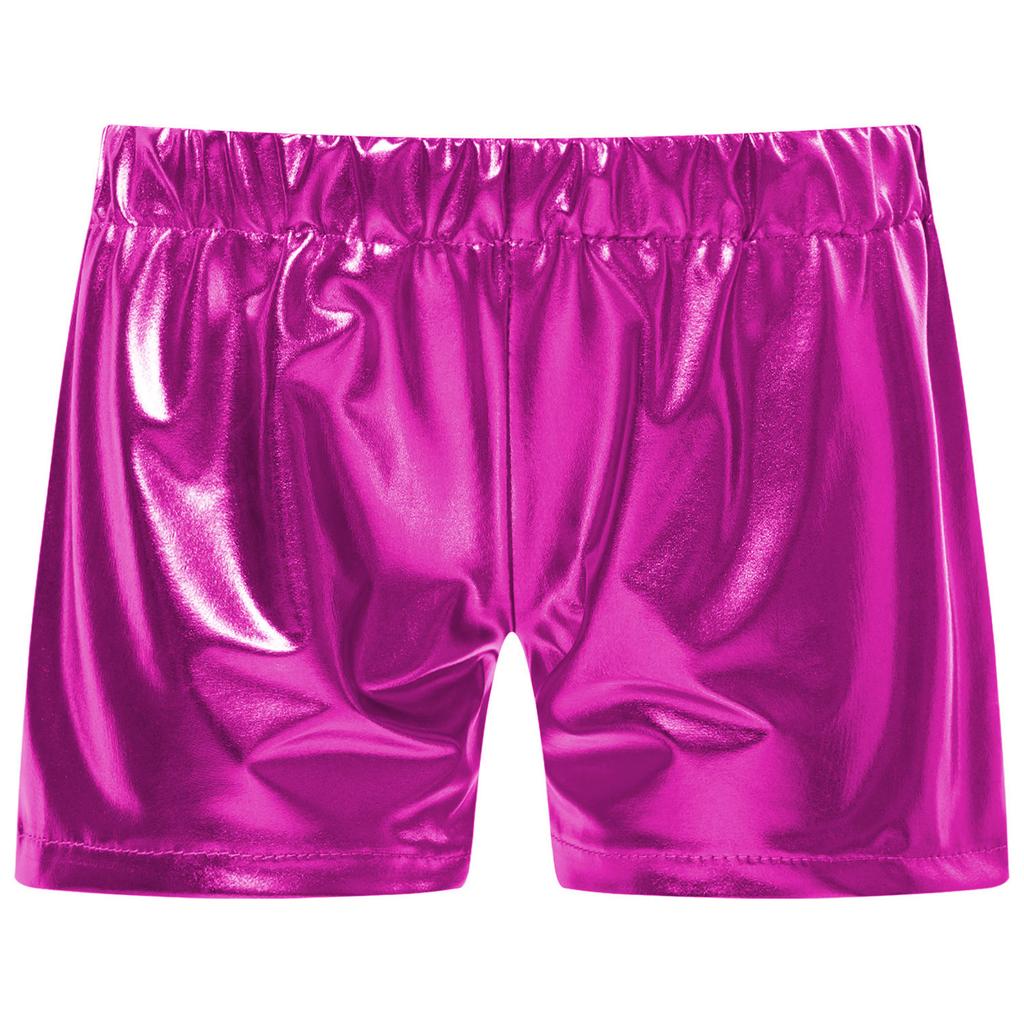 Pantaloncini da Ballo Metallici per Ragazze Vita Elastica Design Scintillante Costume di Scena Fondo
