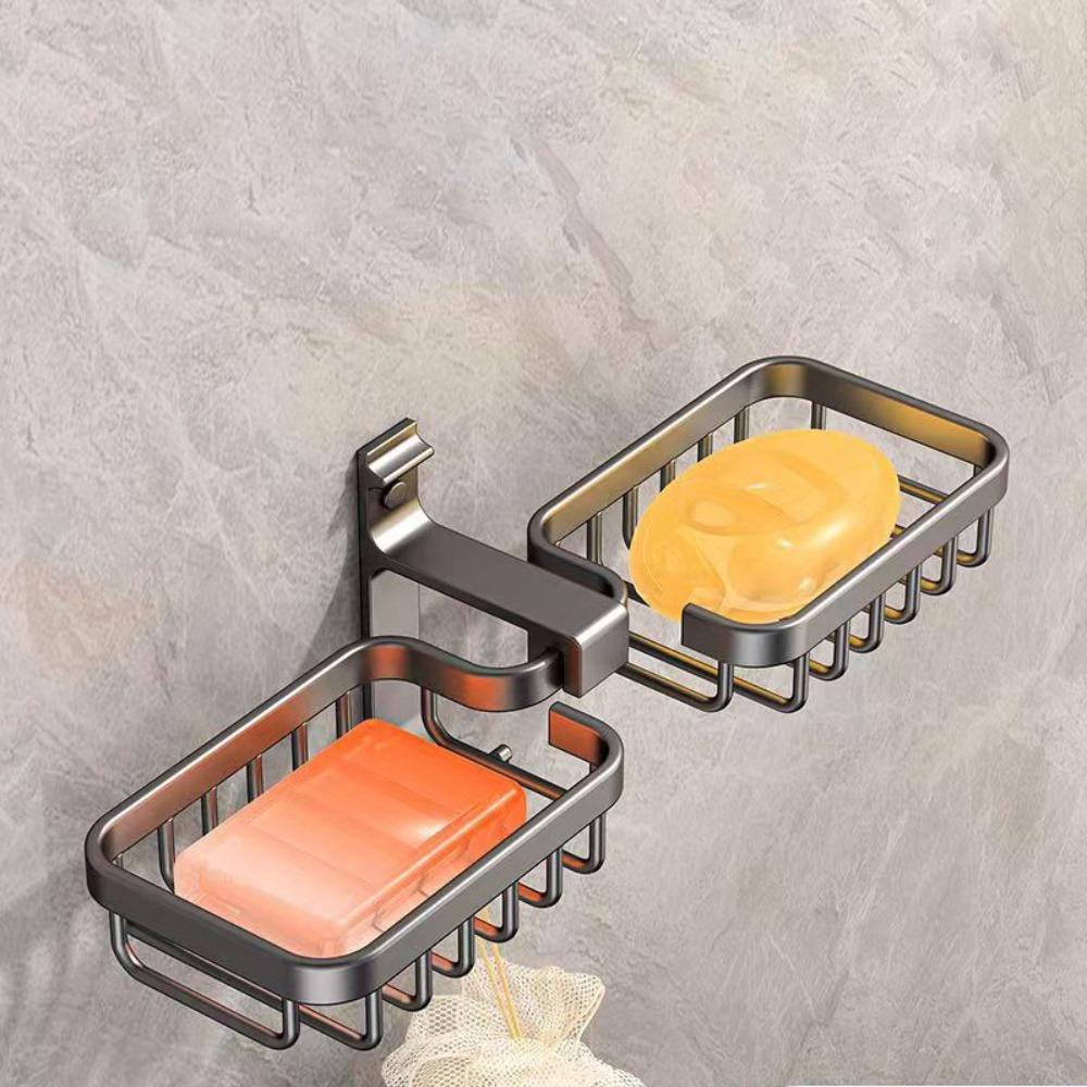 Алюминиевая настенная мыльница самоклеящаяся без сверления для ванной комнаты, мыльница, нержавеющая, с дренажом для воды, бытовая