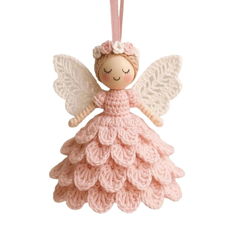 Crochet Christmas Angel Ornament Set For Beginner Adult Handmade Craft With Step-by-Step Tutorial Instruction Hook Yarn