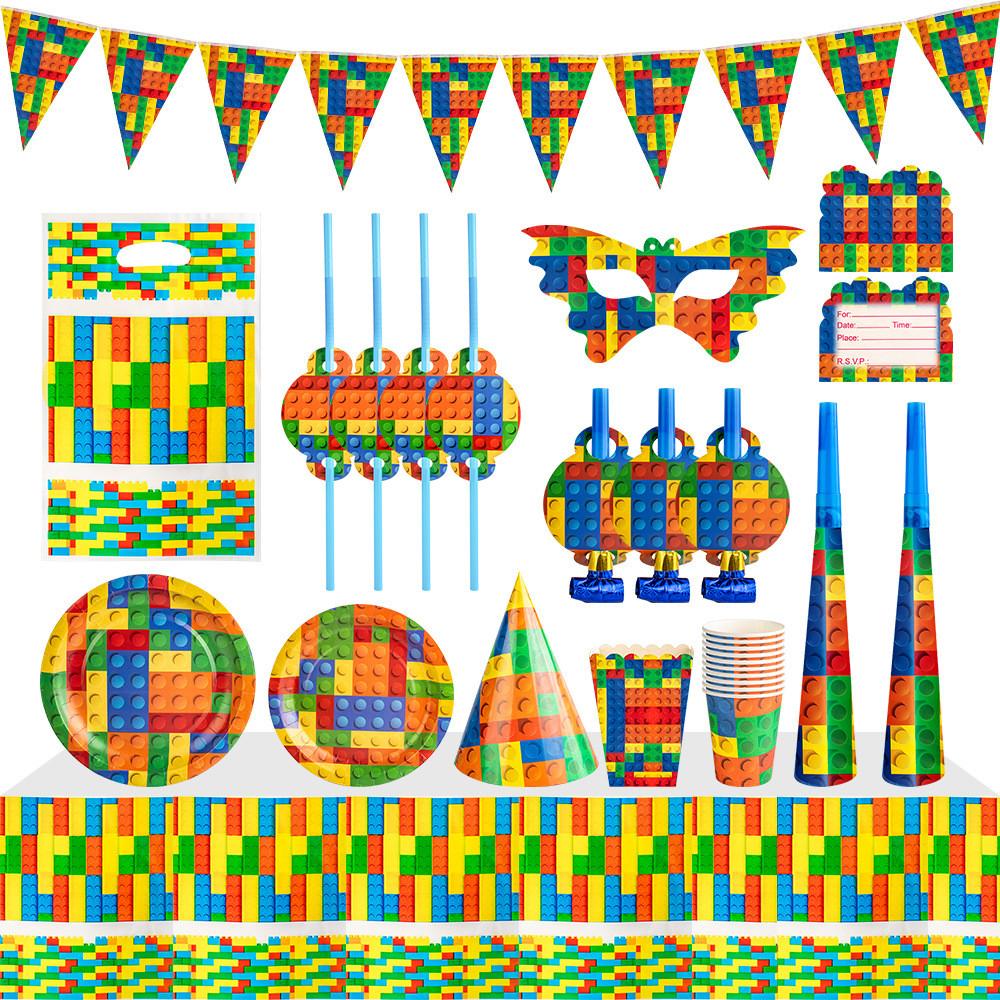 Complete Kids Birthday Celebration Tableware Set With Colorful Plates Cups Flags And Fun Party Supplies