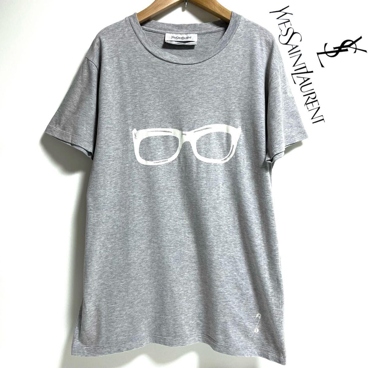 Used Yves Saint Laurent Yves Saint Laurent Sunglasses Tee Sunglasses T-shirt Cotton T-shirt Made in Italy Gray S