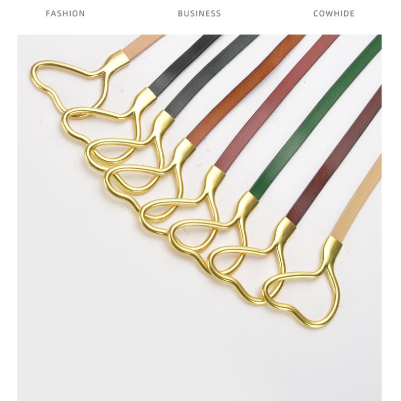 Curea de piele pentru femei cu decorațiune înnodată cu cămașă de rochie, simplă și versatilă, piele de vacă pură, curea subțire