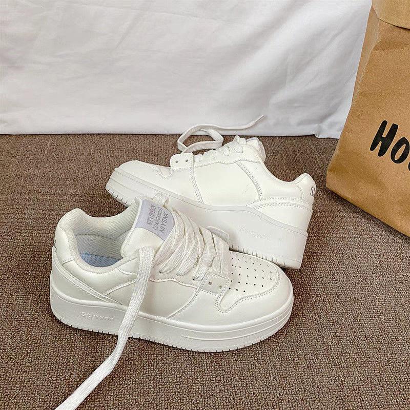Platform women ins autumn new niche versatile breathable board shoes white adult