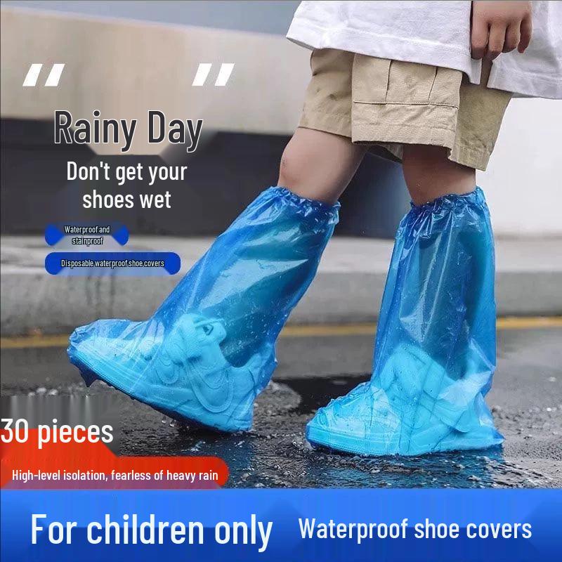 Waterproof Non-Slip High-Top Rain Shoe Covers for Men, Women, and Kids – Thick and Transparent for Rainy Days.