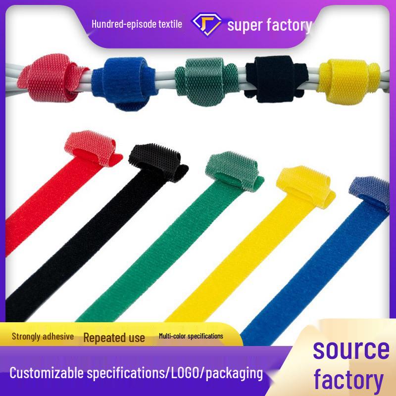 In-Stock Colored Nylon Hook & Loop Cable Ties: Self-Adhesive, Back-to-Back Cable Management Straps