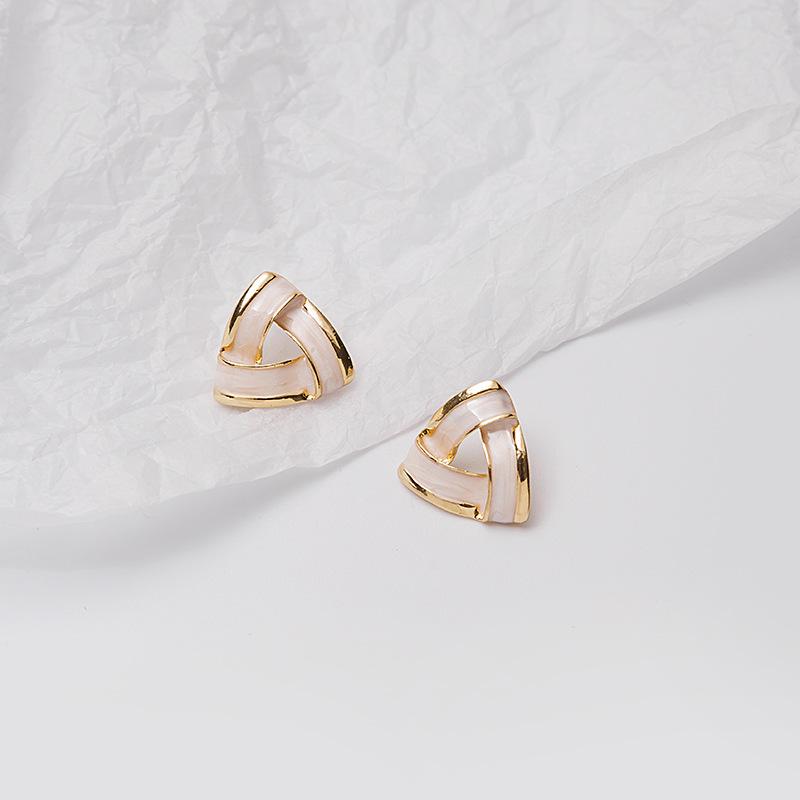 925 Temperament Simple Retro Geometric Triangular Oil Drip Earrings, Commuting Daily French Exquisite Earrings