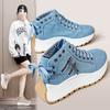 ZY scarpe da tela per campus donna nuove estive muffin scarpe alte rialzo denim Martin sneakers