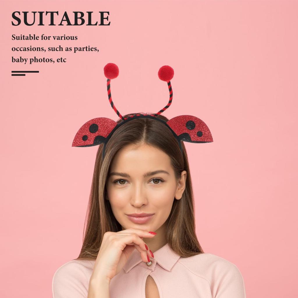 Healeved Ladybug Headband for Kids and Adults, Lightweight Hairband with Cute Insect Motif, Perfect for Parties and Events, 11.02 x 10.24 x 1.06