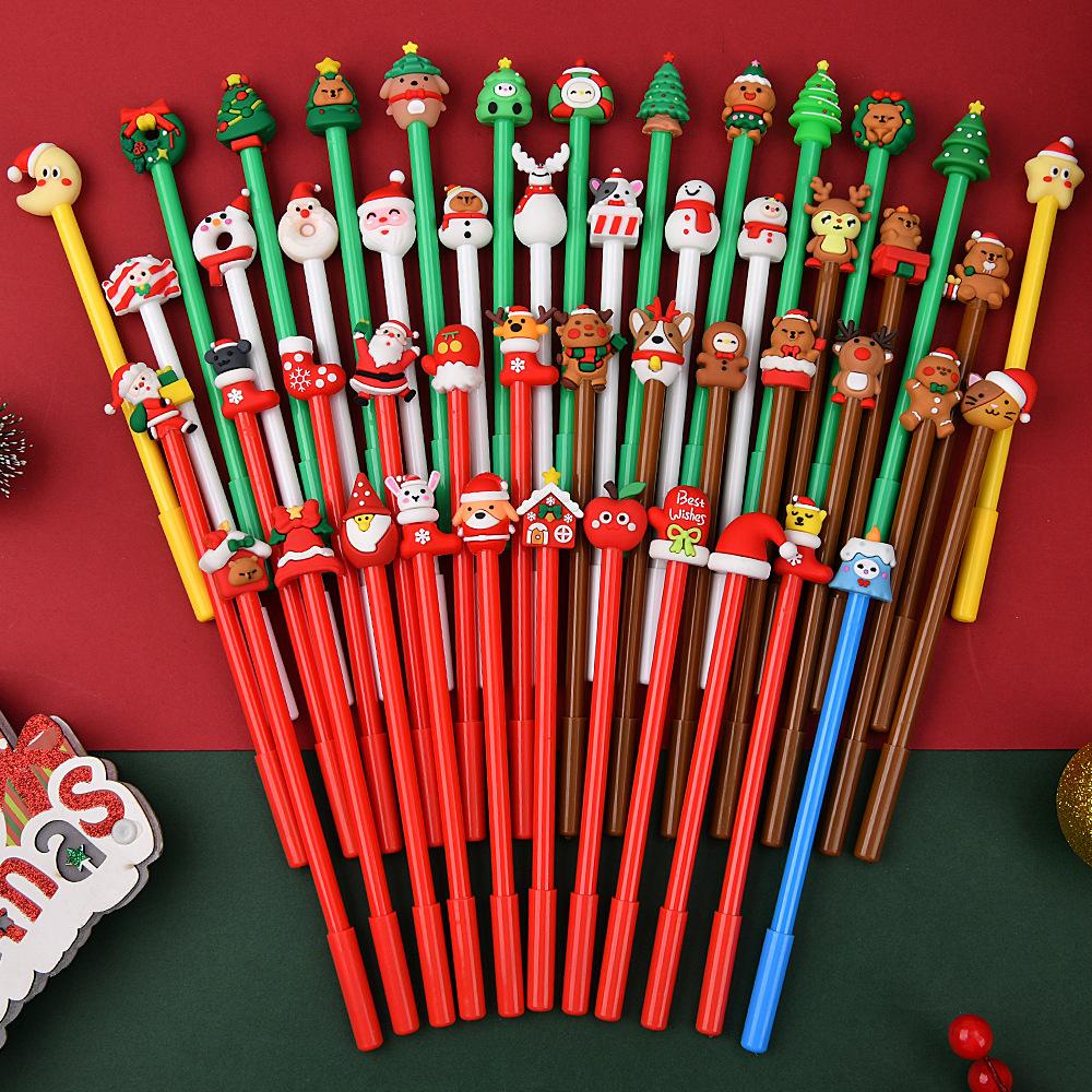 5/10pcs Fun 3D Cartoon Christmas Pens Xmas Gel Pen for Christmas Party Favors Goodie Bag Stuffer Gifts School Office Supplies