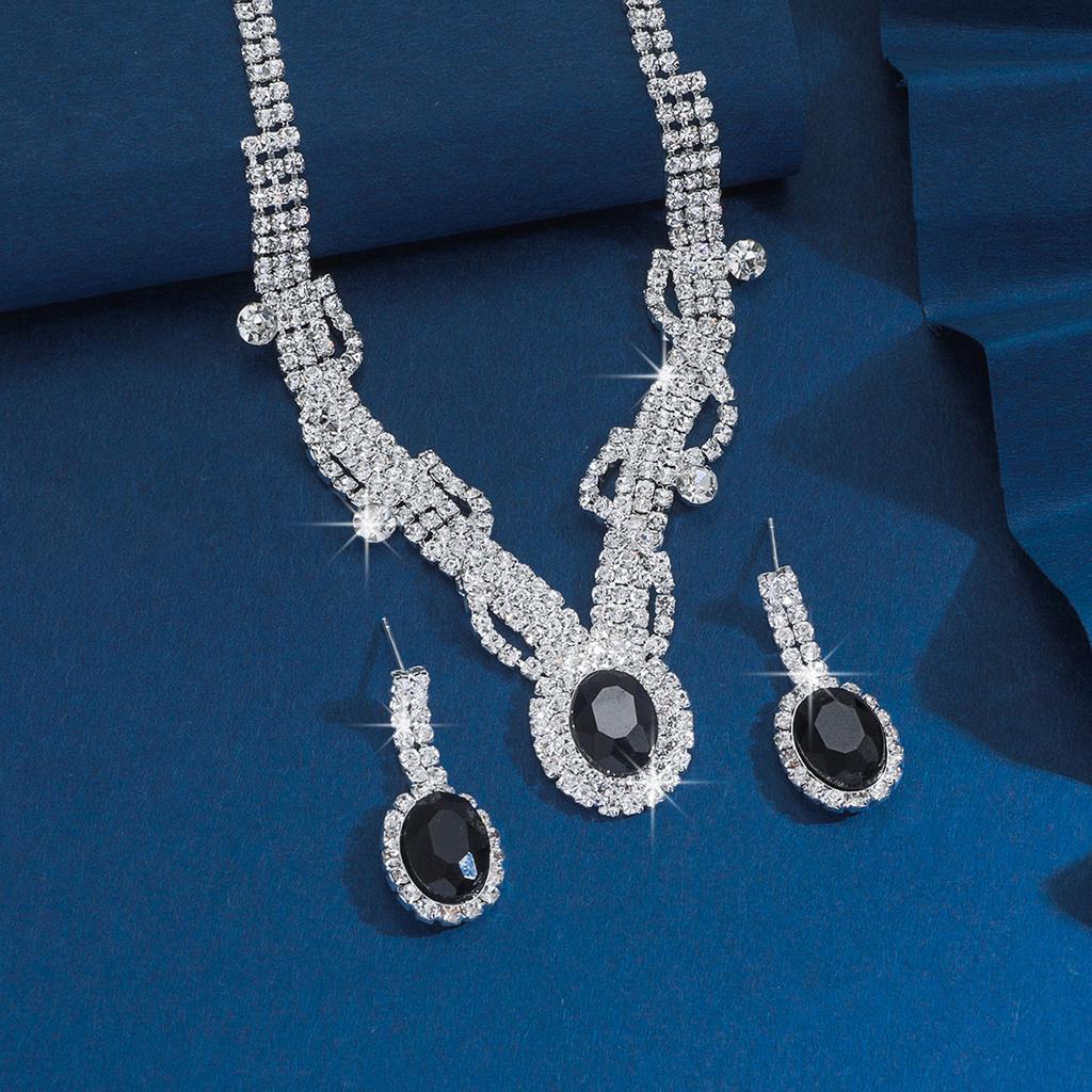 3-teiliges Damenmode Kupfer Krallenketten Serie Geometrisches Edelstein Halskette Ohrringe Zirkon Set Hochzeit Bankett Party Feiertagsgeschenk