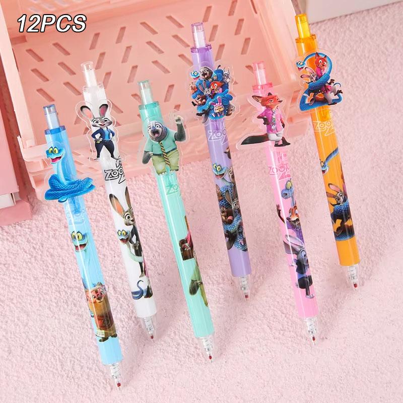 6/12/18 Stück Zootopia Schwarzer Tintenstift Schüler Schreib Zeichen Gel Anime Figur Schreibwaren Weihnachtsgeschenke 0,5 mm Positionierbar Gelenkig Maßstabsgetreu Detailliert Beweglich