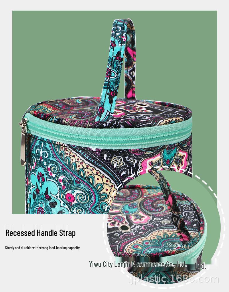 Portable Crochet Tools Storage Bag - Short Wool Yarn Handbag with Thread Hole