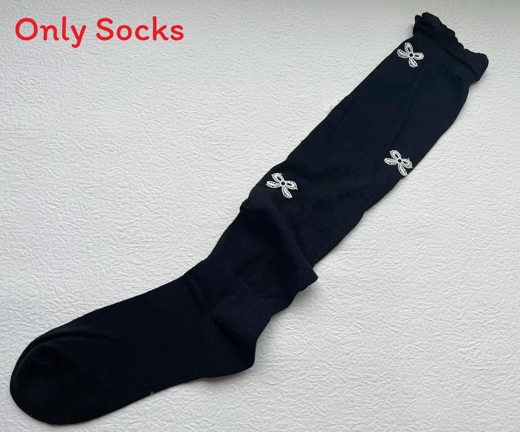 Korean Influencer Style Bowknot Socks For Women Summer Lightweight Cotton Youth Casual Wear