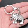 Elephant Horse Animal Duo Pendant Antique Bronze Metal Keychain with 30mm Ring for Students Hot Sale