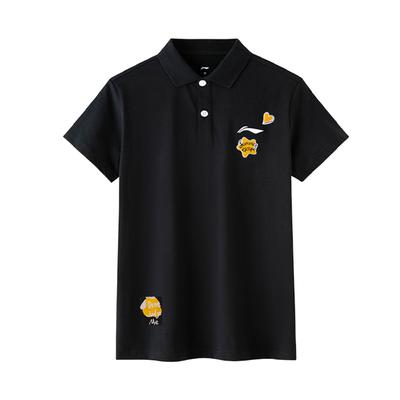 Li Ning Heart Enfärgad Andningsbar Casual Kortärmad Pikétröja Unisex Pikétröjor Svart APLT1371-1(TEAM702-B7)