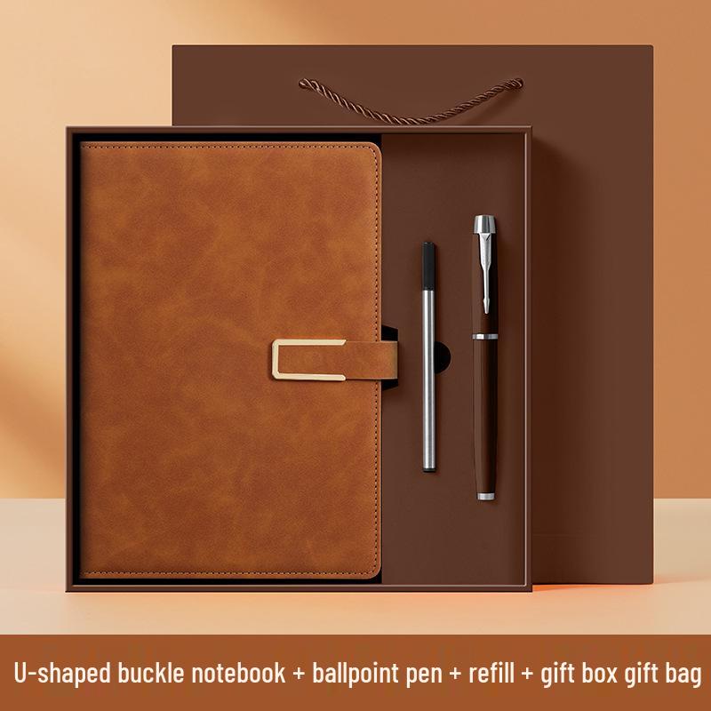 Business A5 Notebook Gift Set with U-shaped Buckle Hardcover - Customizable LOGO for Students and Offices