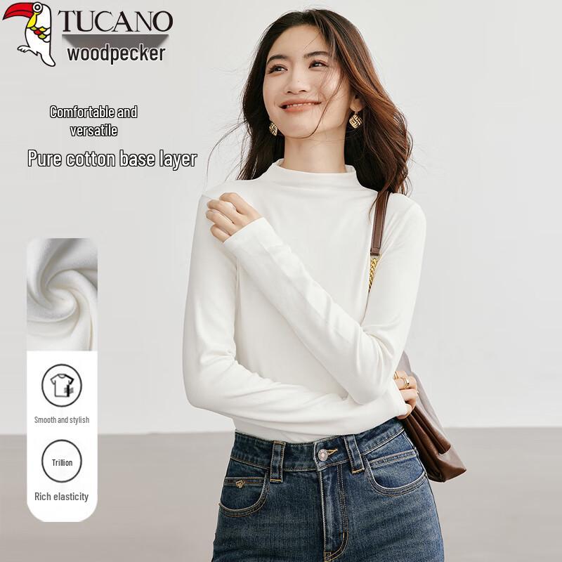

Women s Pure Cotton Half-High Neck Long Sleeve Base Layer Top S