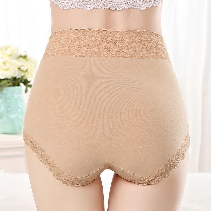 Comfortable High Waist Cotton Women's Underwear With Lace Trim For Perfect Shaping