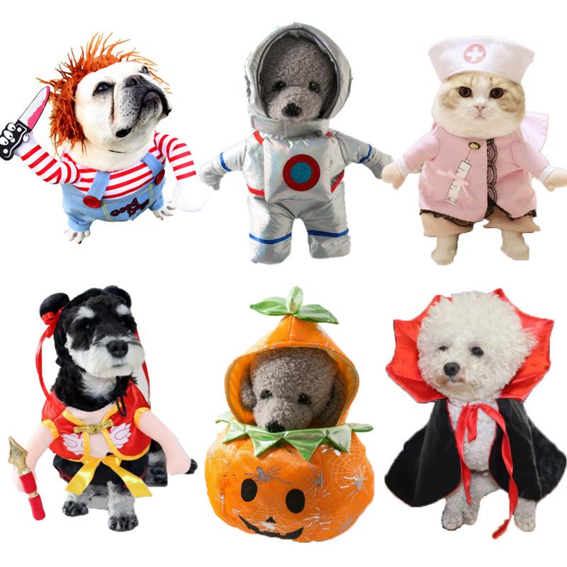 Deadly Doll Pet Costume: Halloween Dog Outfit with Knife Dagger for Puppies