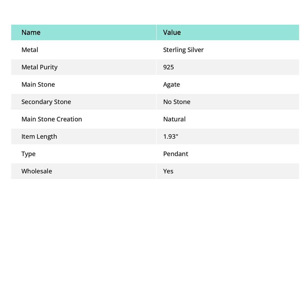 Natural Tree Agate Gemstone Handmade 925 Sterling Silver Pendant 1.93" B8w66