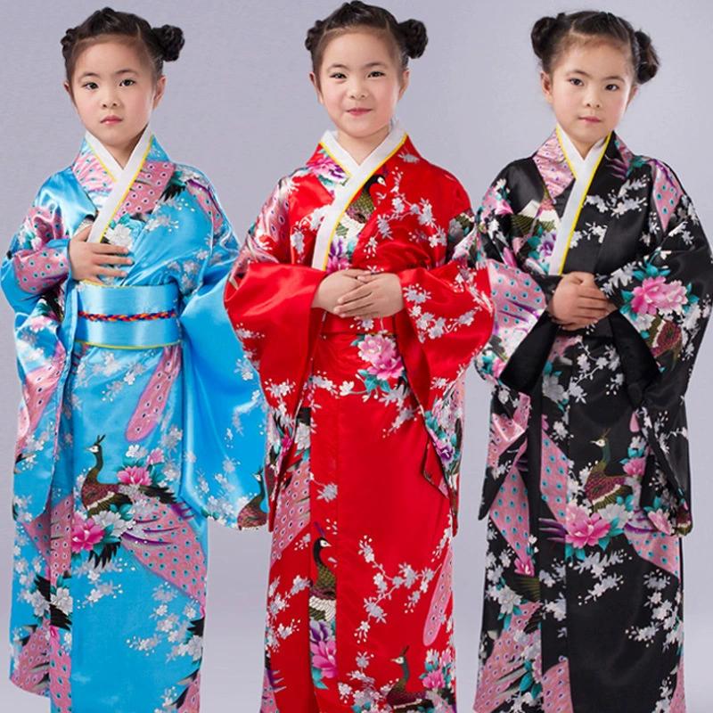 Japanischer Kimono für Kinder, traditionelle Kostüme, Mädchen, Cos Performance, bedrucktes Yukata-Nachthemd, Grundschüler, Performance-Fotokostüme