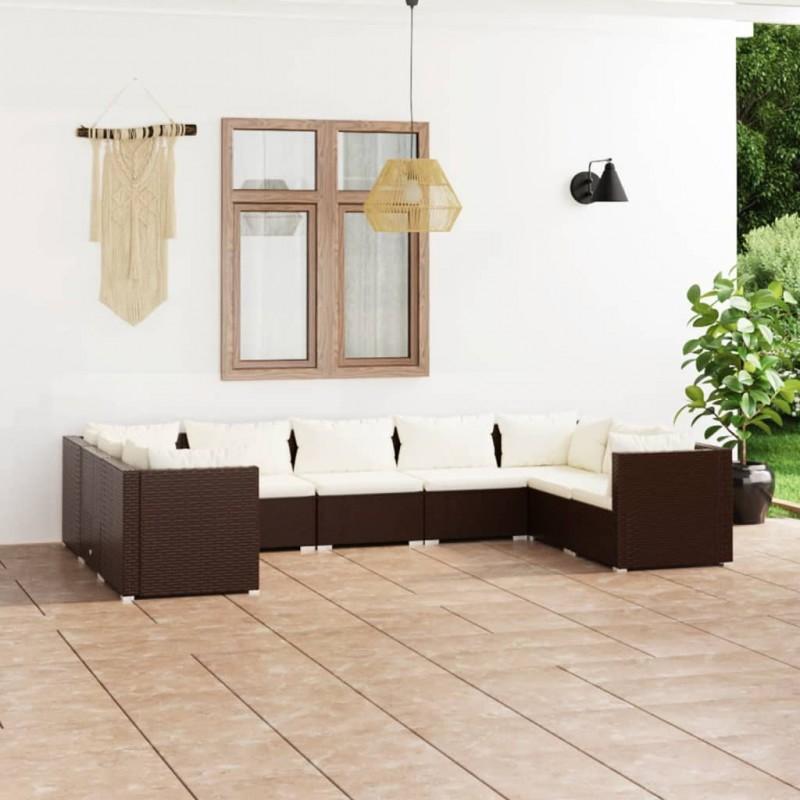 Day and Night - Day and Night 9-piece Garden Furniture Set and Brown Synthetic Rattan Cushions