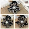Korean Style Flower Pearls Shark Clip  Shiny Hair Claw Rhinestone Shark Clip  Headwear