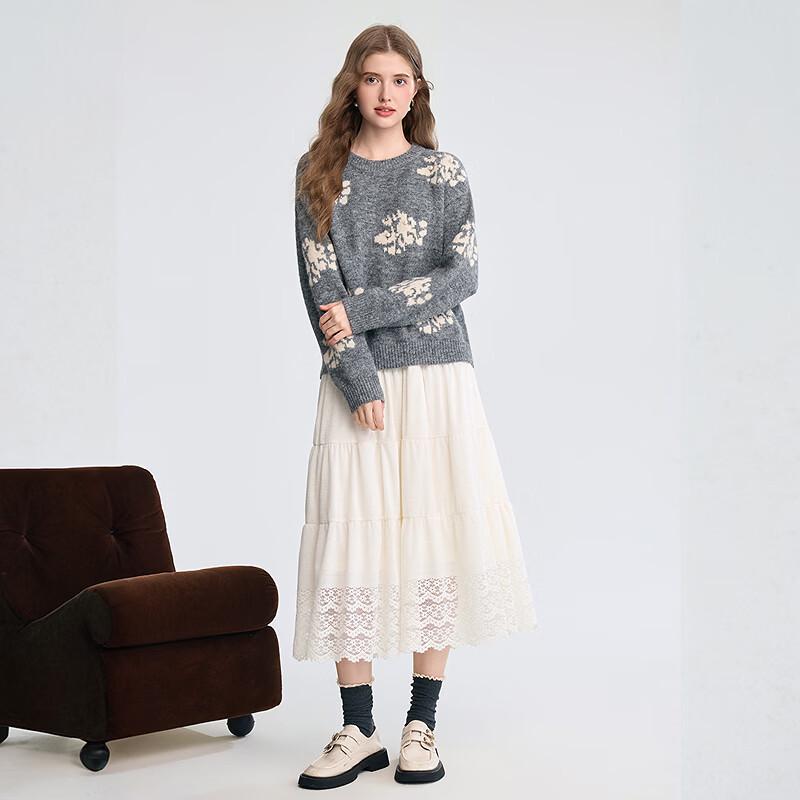 Betu Women's Jacquard Pearl Embellished Knit Sweater