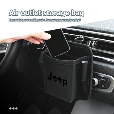 Car Dashboard Air Vent Organizer Leather Anti-Dust Storage Bag For Compass Renegade Cherokee Wrangler JK Patriot Liberty