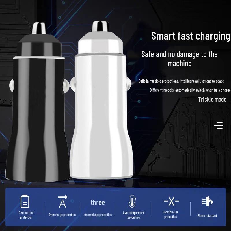 Dual Port USB-C Car Charger for Fast Charging - Compatible with Apple Devices